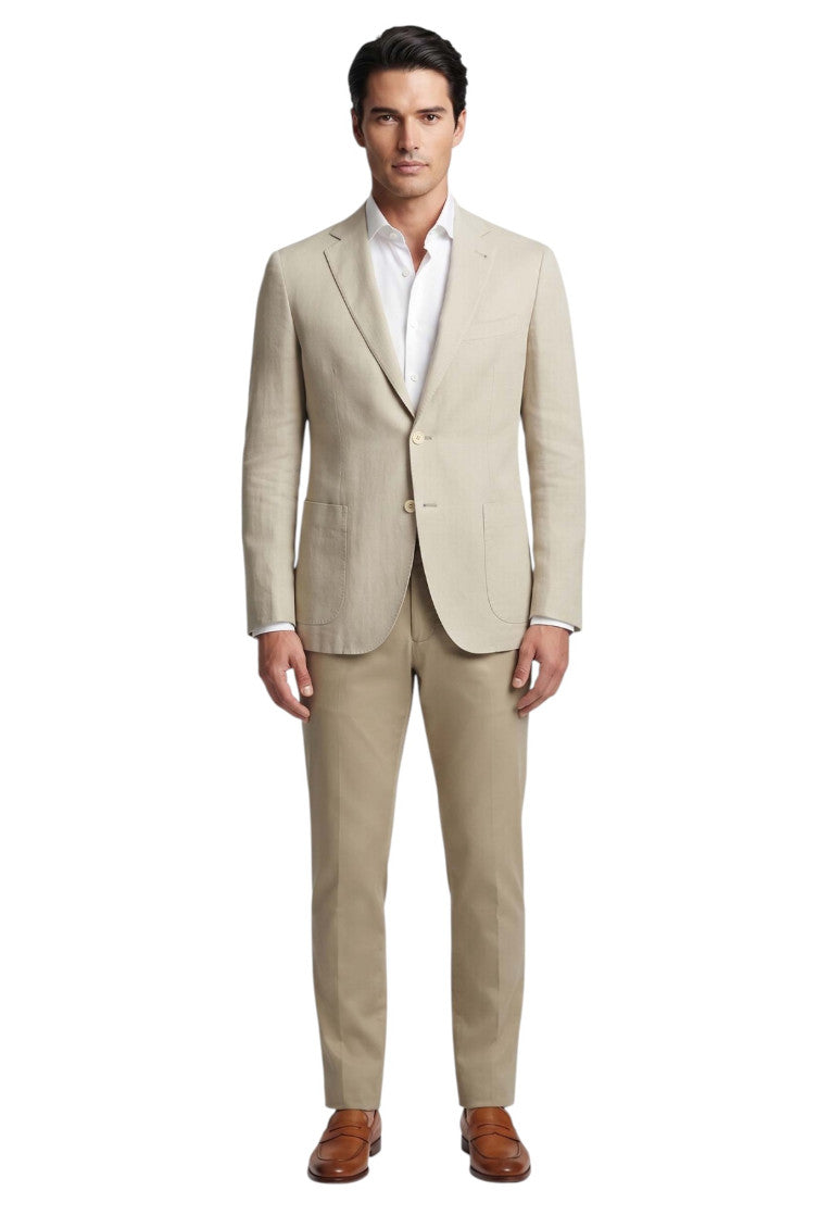 Beige Notched Lapel Blazer 3