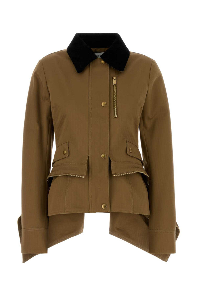 Brown Solid Shirt Collar Jacket 1