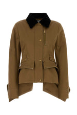 Brown Solid Shirt Collar Jacket 1