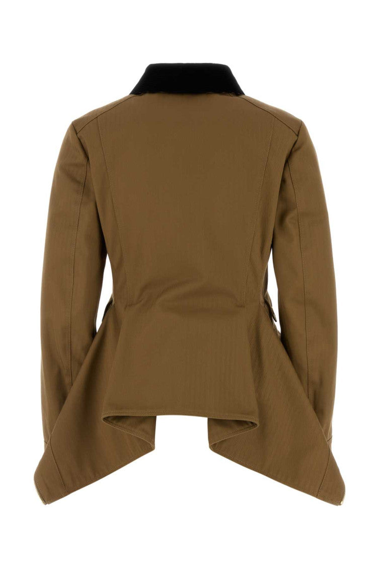 Brown Solid Shirt Collar Jacket 2
