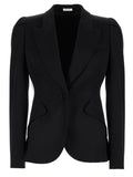 Black Solid Shawl Lapel Jacket 1