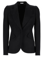 Black Solid Shawl Lapel Jacket 1