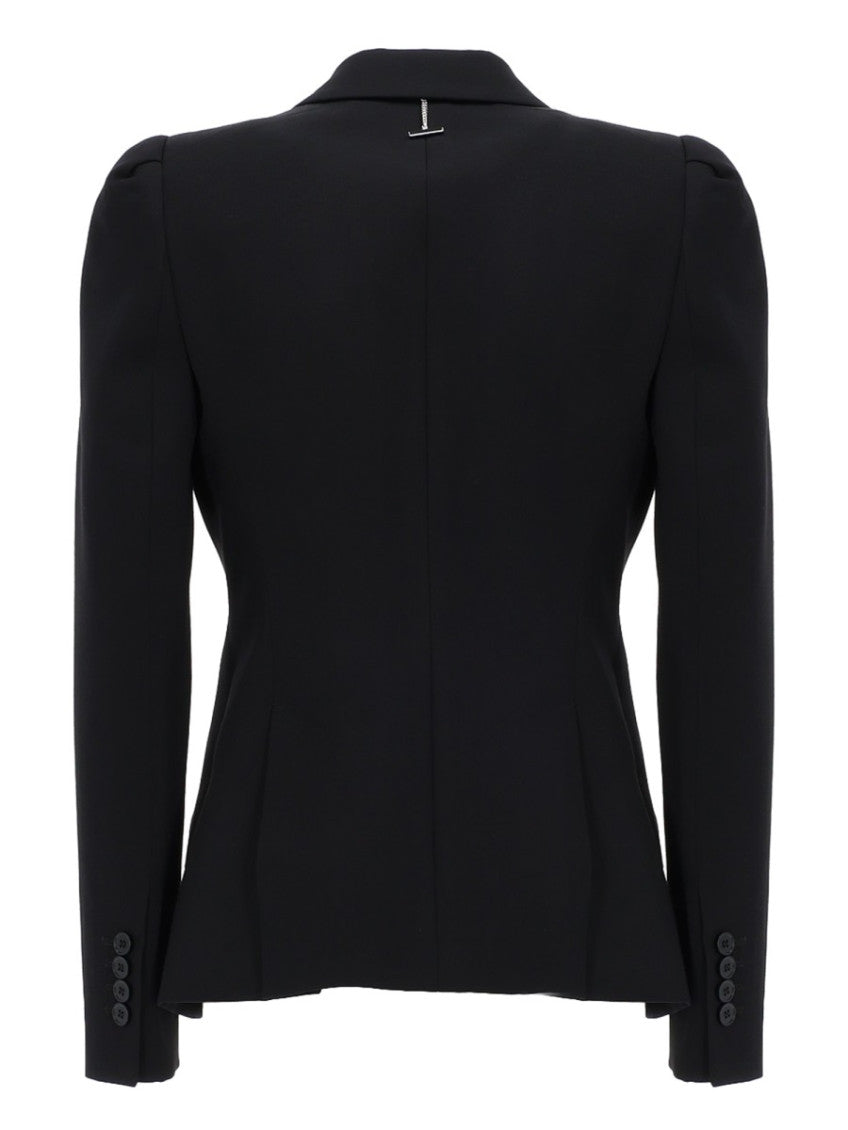 Black Solid Shawl Lapel Jacket 2