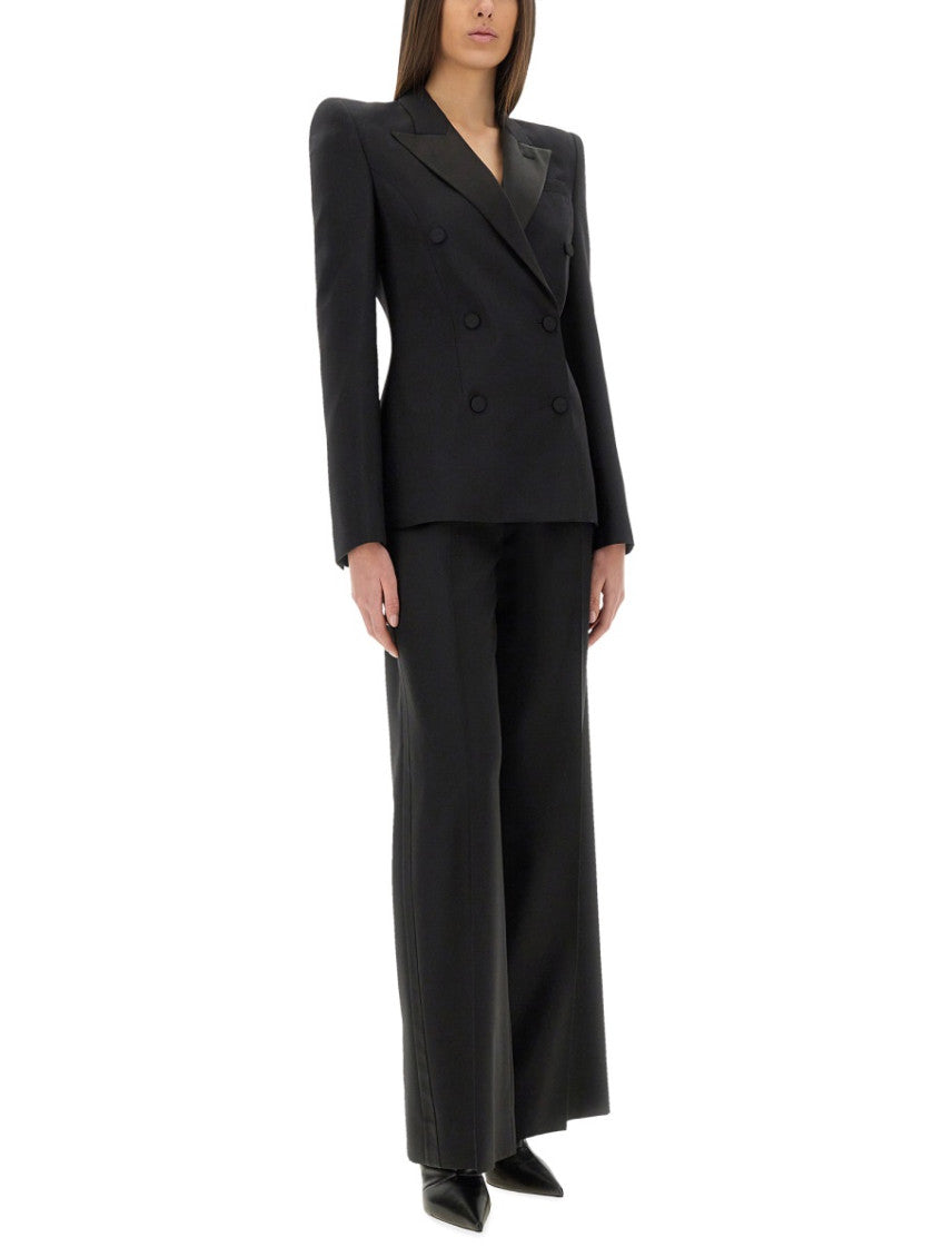 Black Wide Flat Front Pants 3