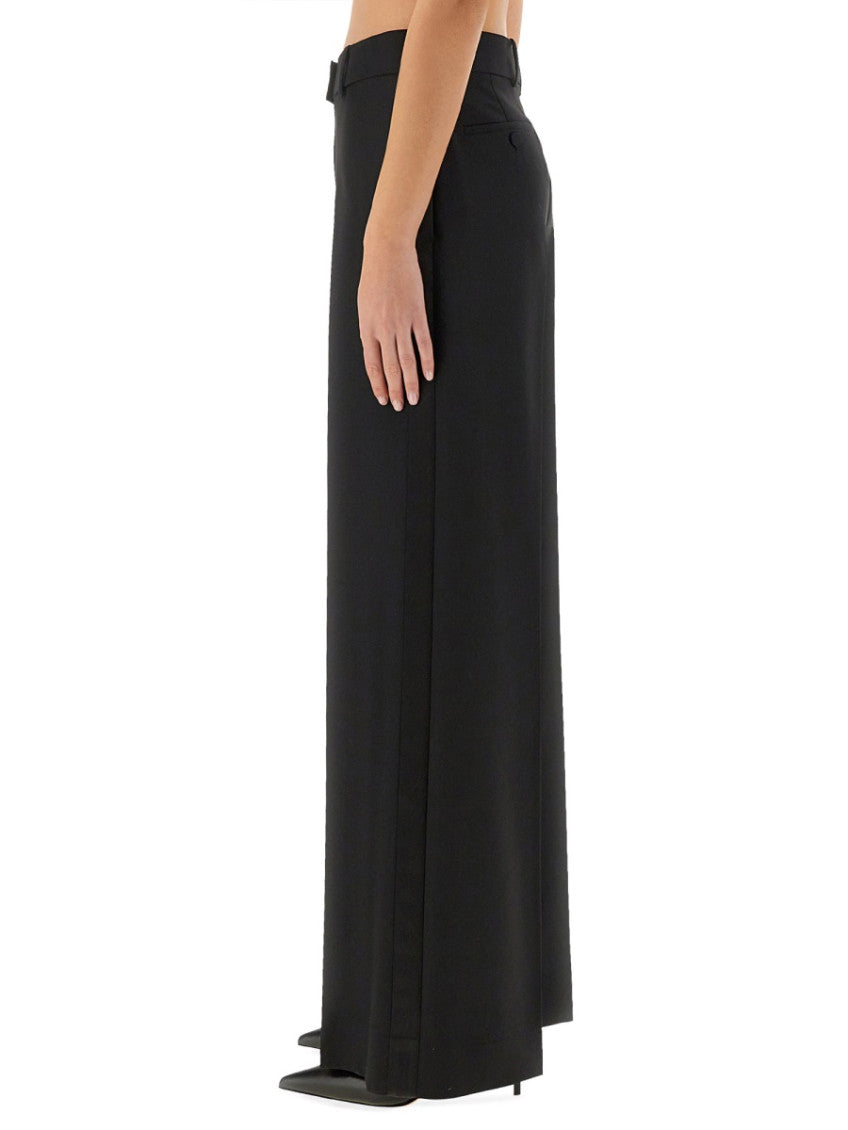 Black Wide Flat Front Pants 4