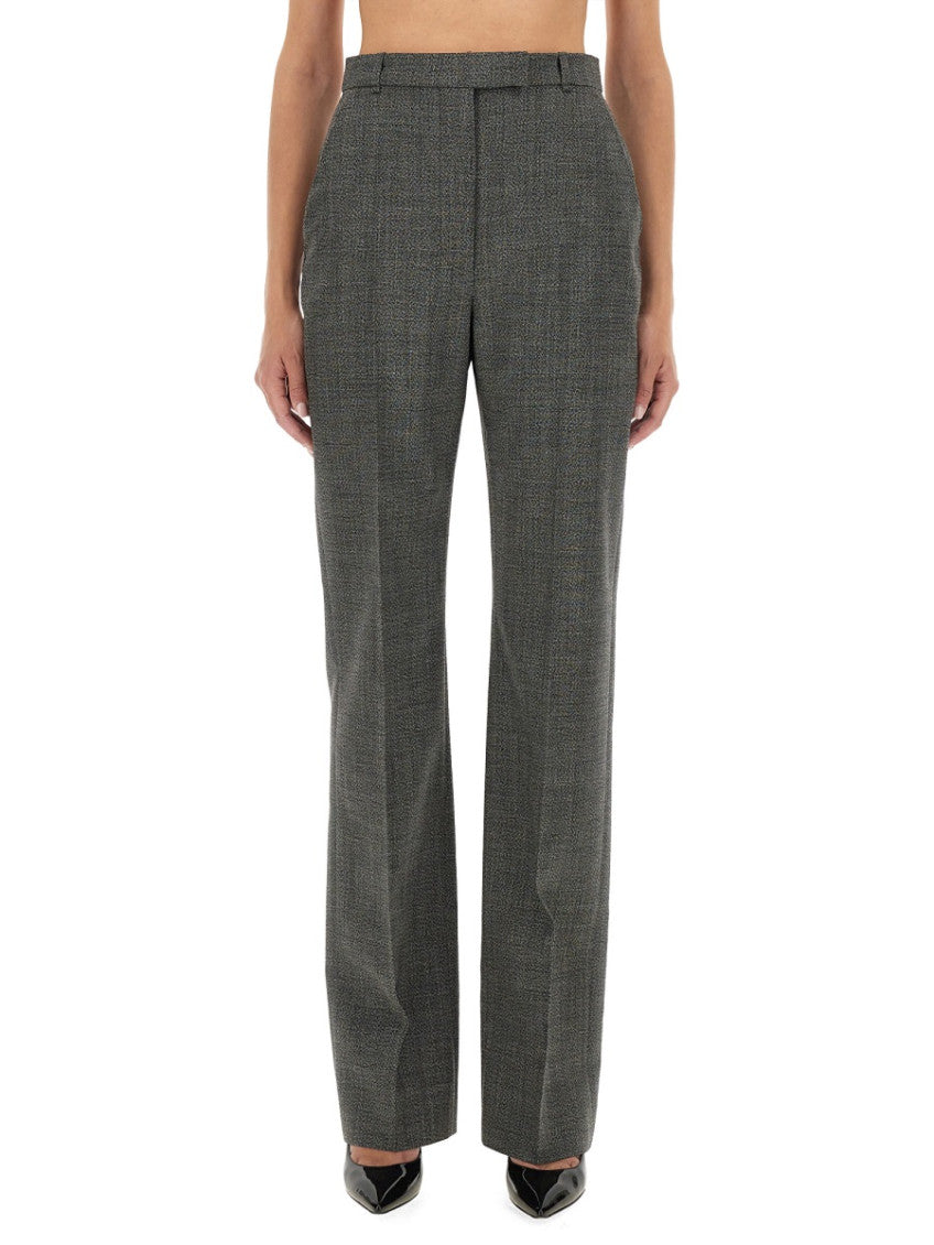 Grey Straight Flat Front Pants 1