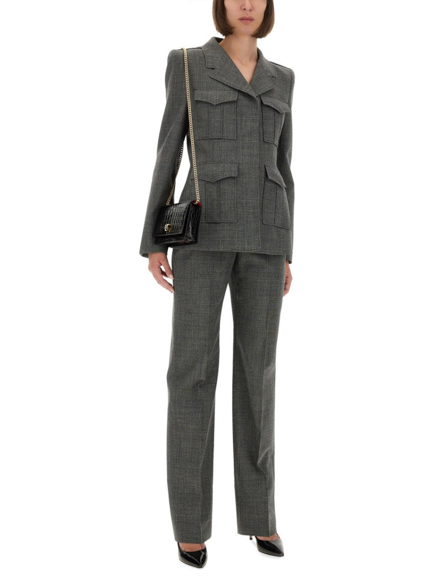 Grey Straight Flat Front Pants 2