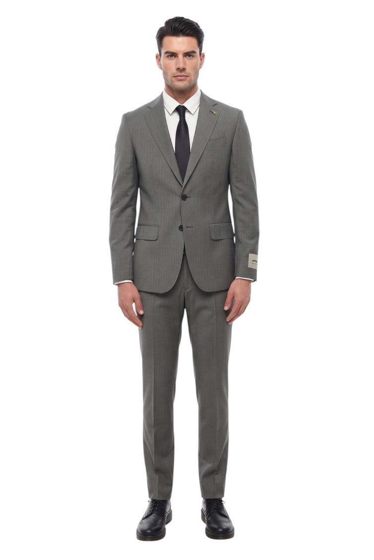 Grey Notched Lapel Suit 1
