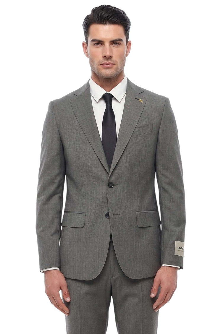 Grey Notched Lapel Suit 2