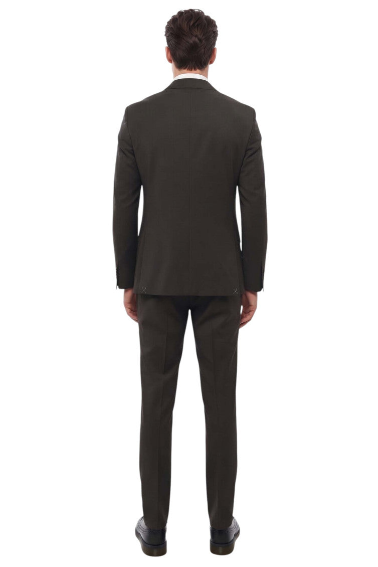 Dark Brown Notched Lapel Suit 2