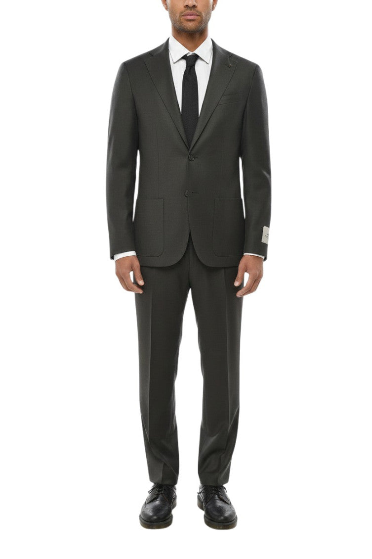 Dark Grey Notched Lapel Suit 1