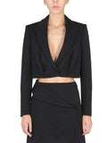 Black Solid Notched Lapel Jacket 1
