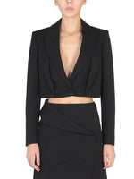 Black Solid Notched Lapel Jacket 1