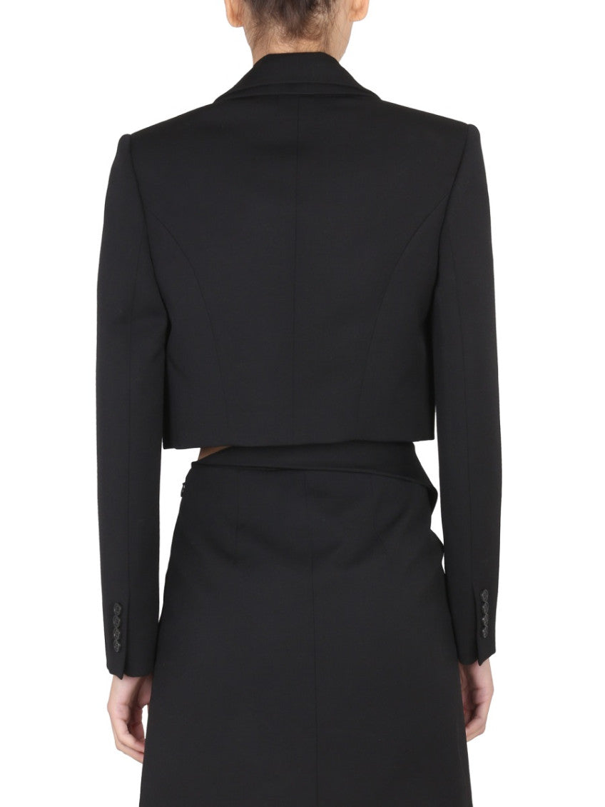 Black Solid Notched Lapel Jacket 2