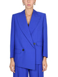 Blue Solid Peaked Lapel Blazer 1