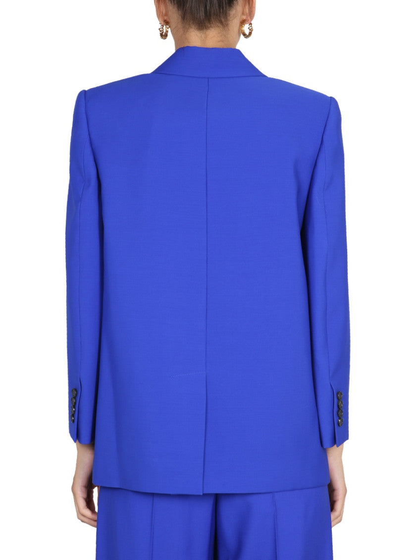 Blue Solid Peaked Lapel Blazer 3