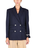 Navy Blue Notched Lapel Blazer 1