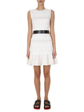 White Textured Round Neck Mini Dress 1