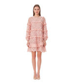 Pink Ruffled Round Neck Mini Dress 1