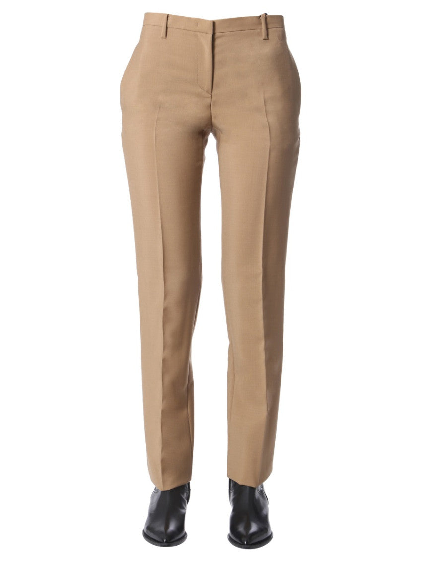 Beige Regular Flat Front Pants 1