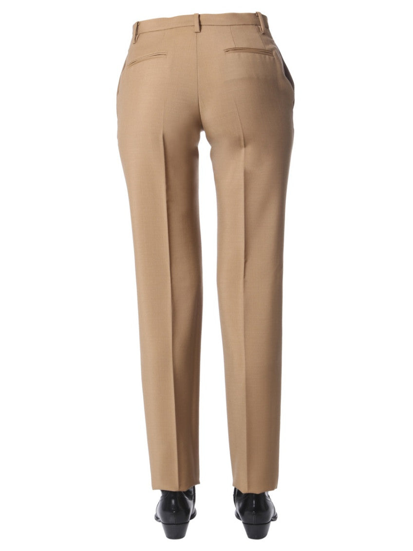 Beige Regular Flat Front Pants 2
