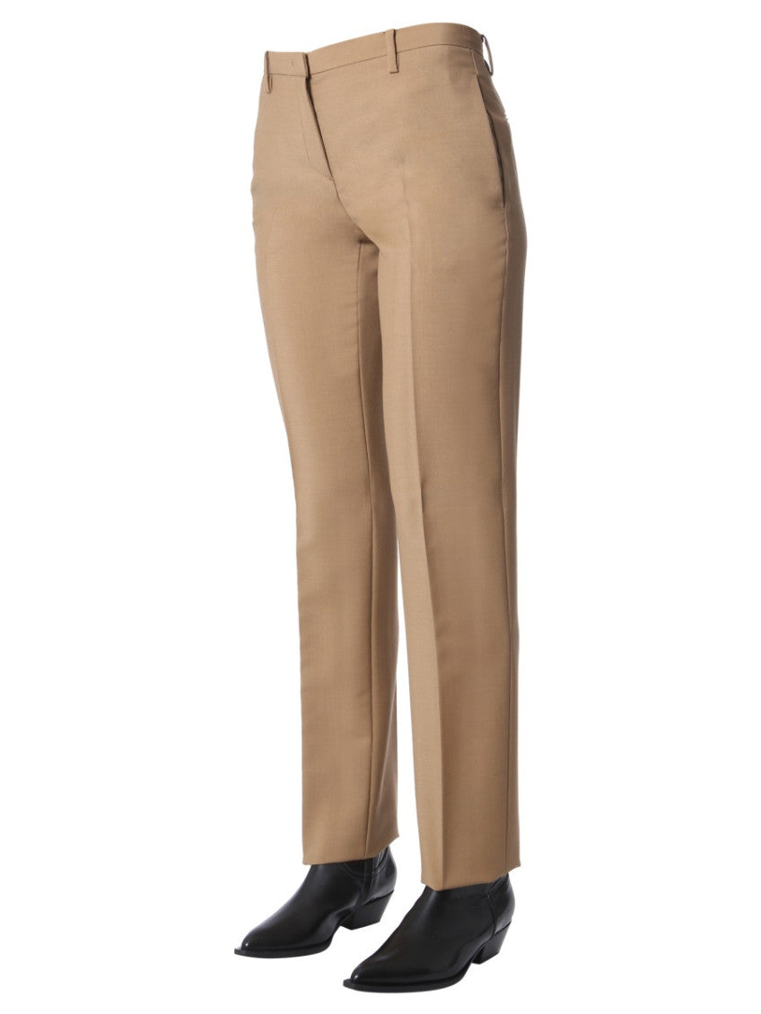 Beige Regular Flat Front Pants 4