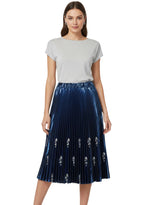 Blue Pleated Midi Skirt 1