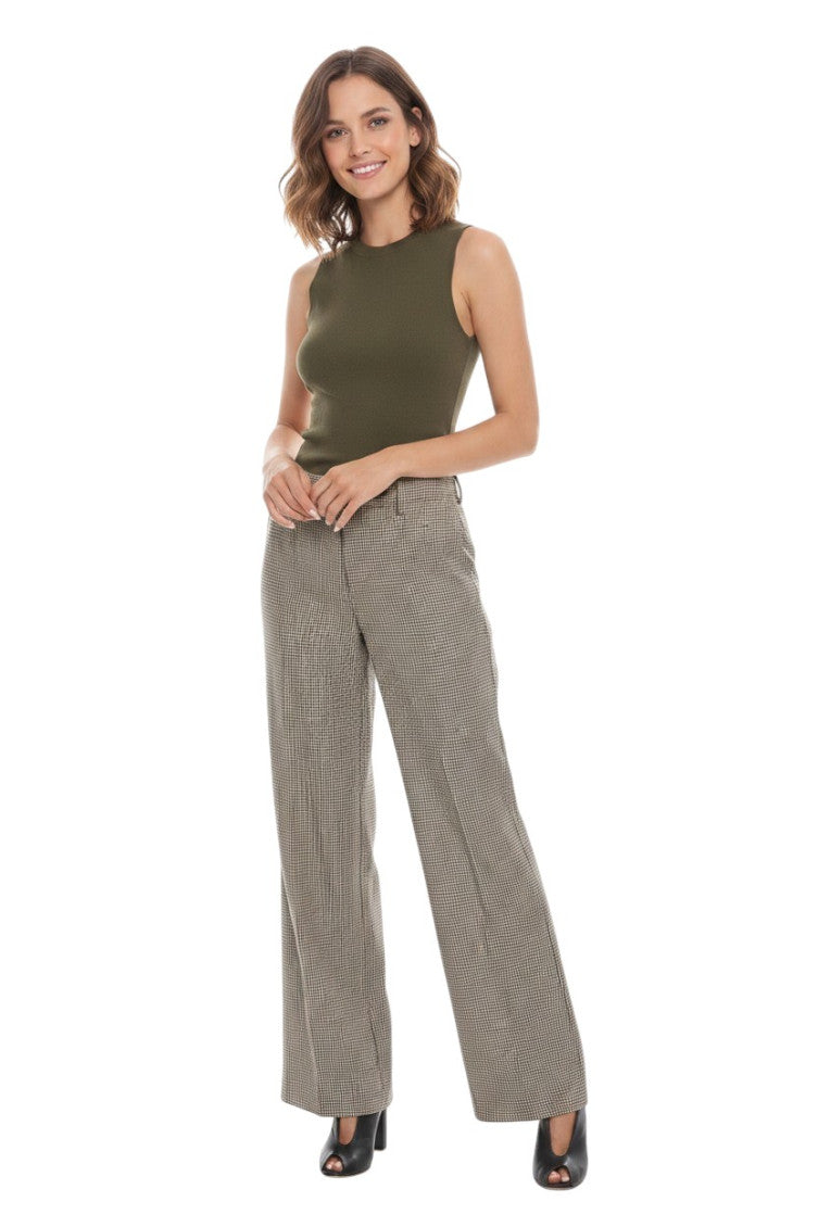 Beige Regular Flat Front Pants 1