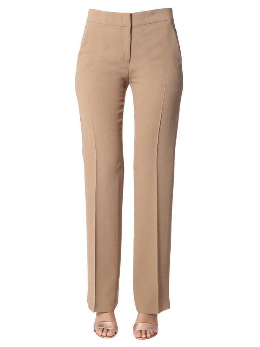 Beige Straight Flat Front Pants 1