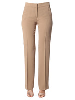 Beige Straight Flat Front Pants 1