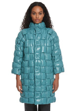 Sky Blue Quilted Mock Collar Jacket 1