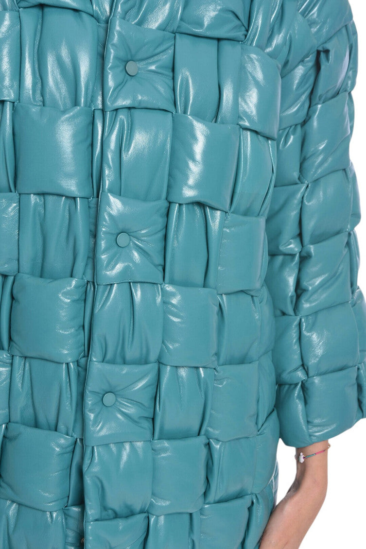 Sky Blue Quilted Mock Collar Jacket 3