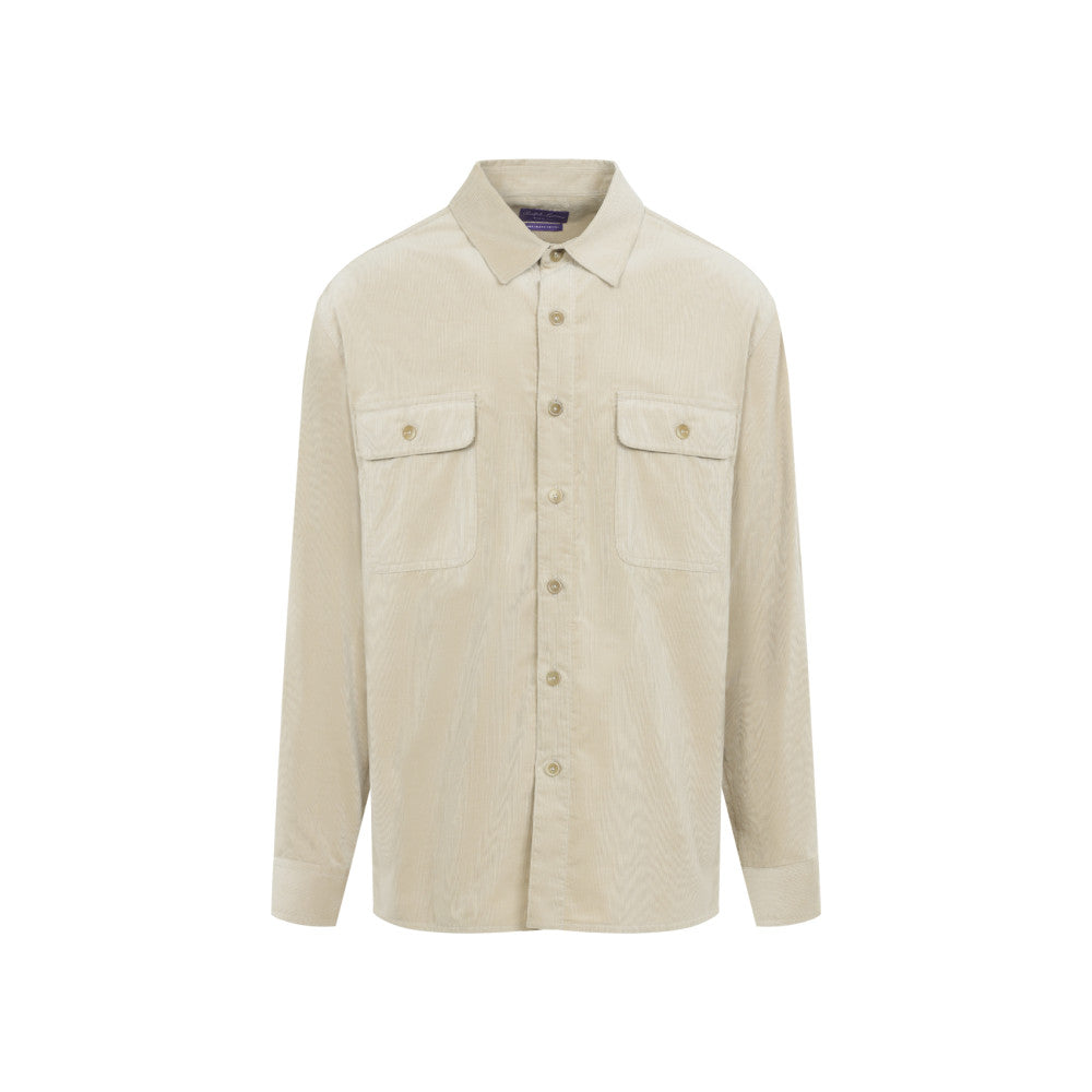 Beige Relaxed Corduroy Shirt 1