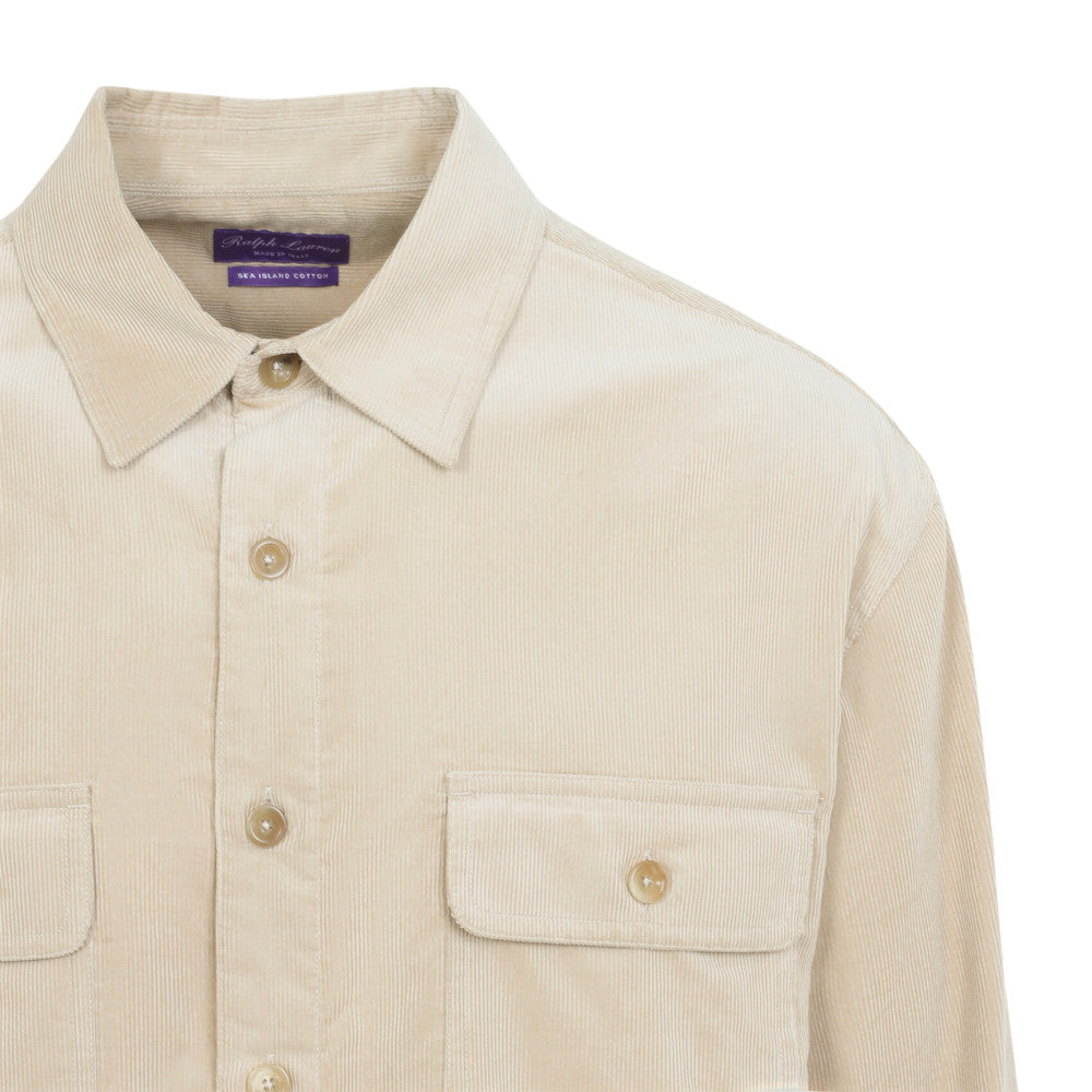 Beige Relaxed Corduroy Shirt 3