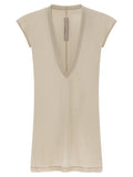 Beige Solid V Neck T-Shirt 1