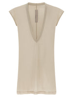 Beige Solid V Neck T-Shirt 1