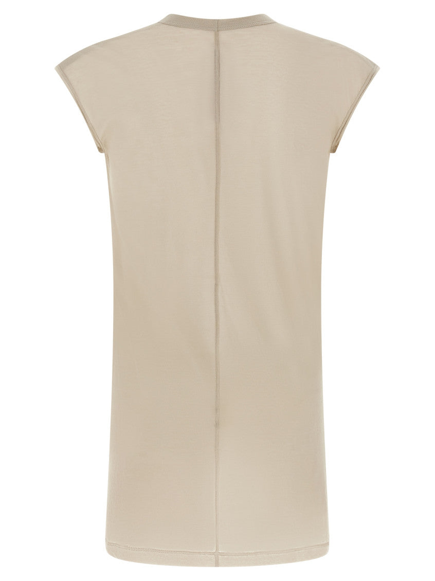 Beige Solid V Neck T-Shirt 2