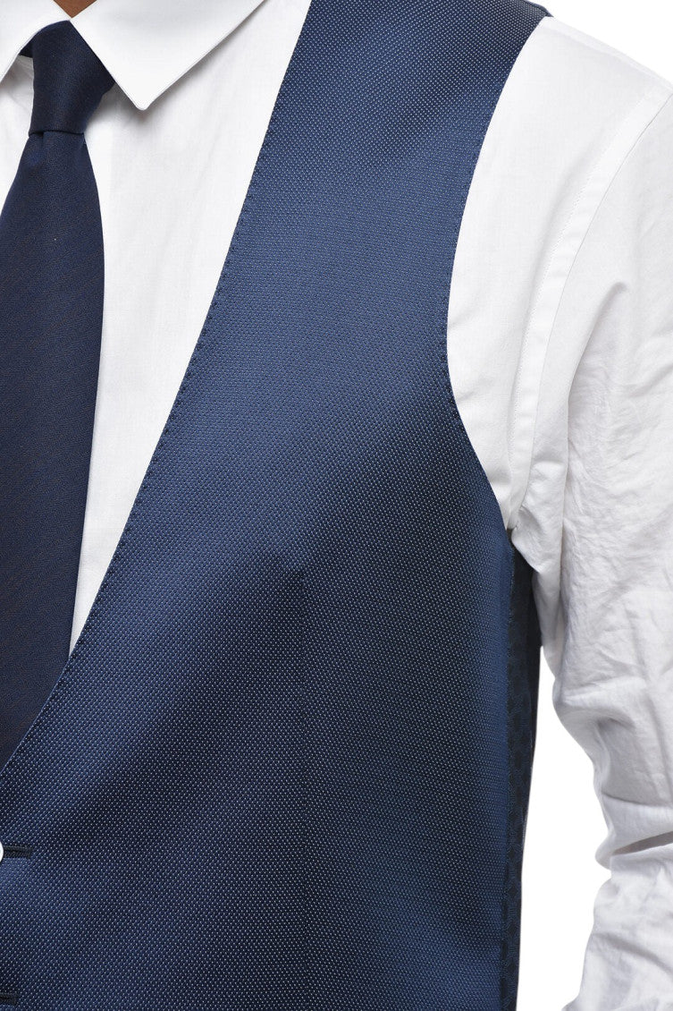 Blue Textured Waistcoat 3