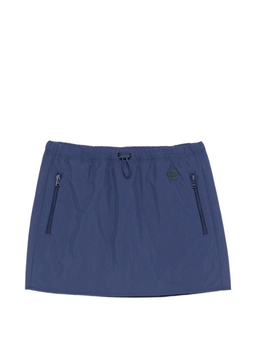 Blue Solid Mini Skirt 1