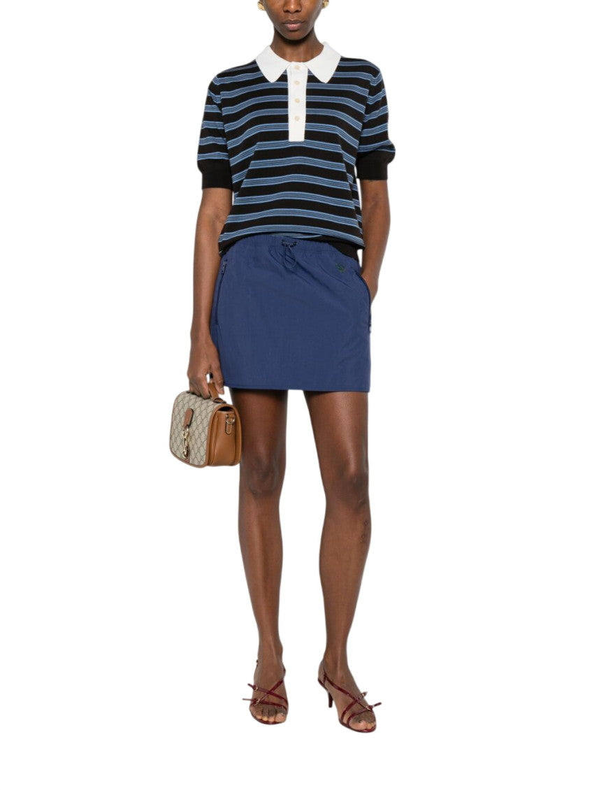 Blue Solid Mini Skirt 2
