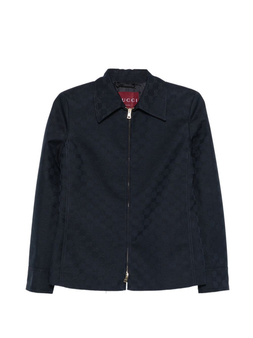 Blue Logo Shirt Collar Blazer 1