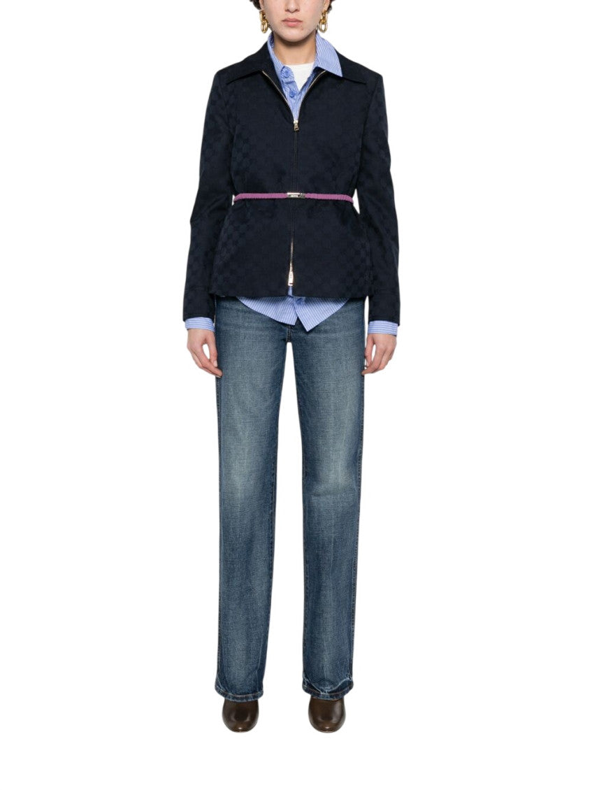 Blue Logo Shirt Collar Blazer 2