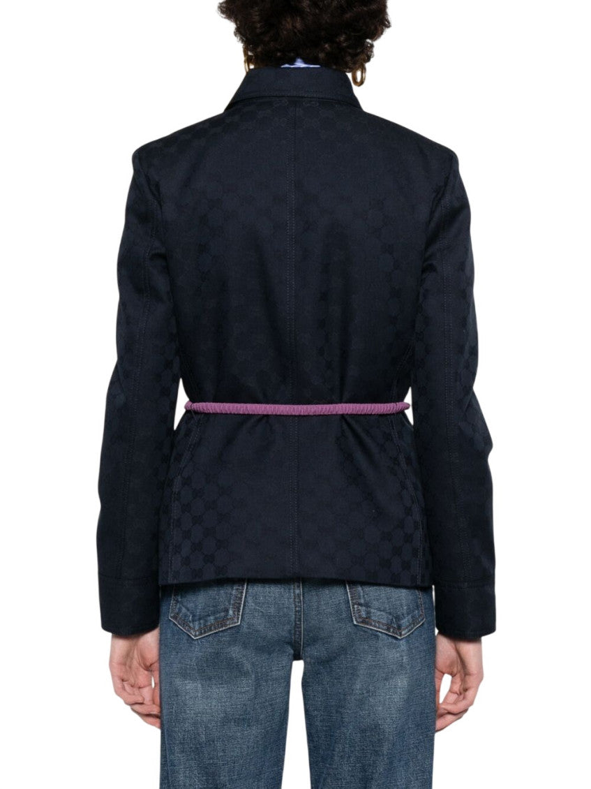 Blue Logo Shirt Collar Blazer 3