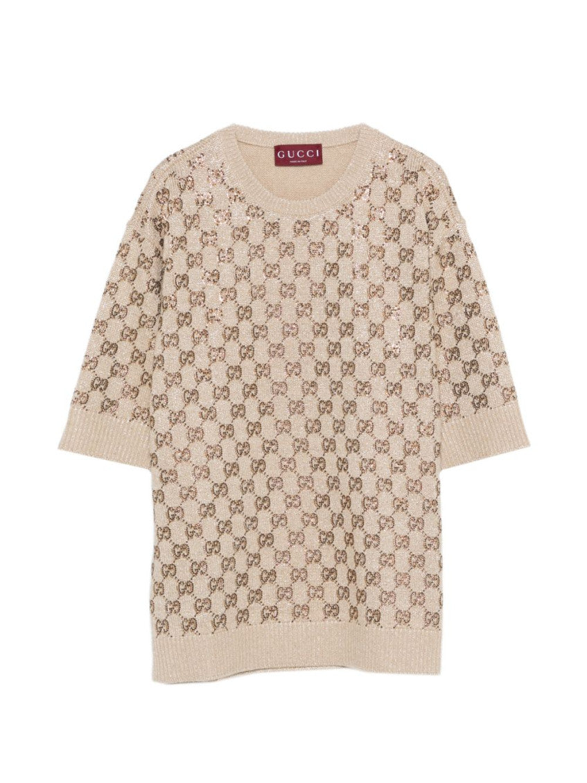 Beige Logo Crew Neck Sweater 1