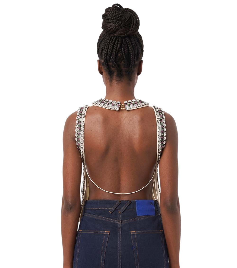 White Embellished Round Neck Top 2
