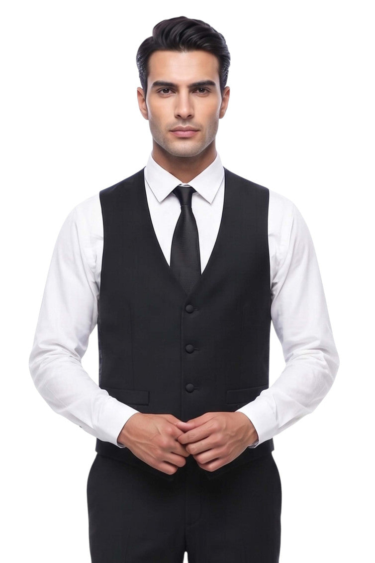 Black Solid Waistcoat 1