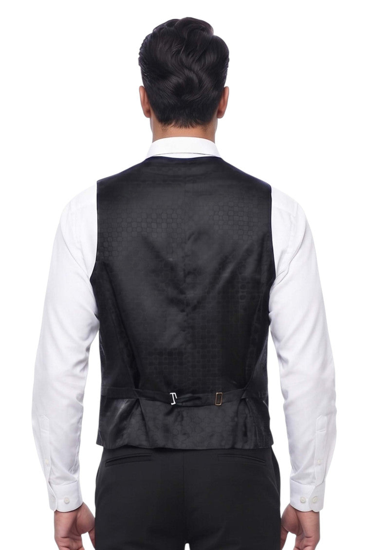 Black Solid Waistcoat 2