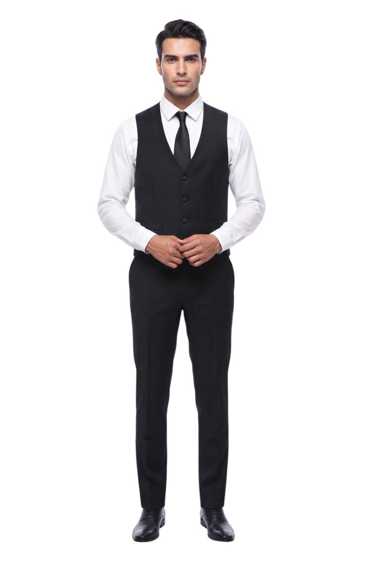 Black Solid Waistcoat 3