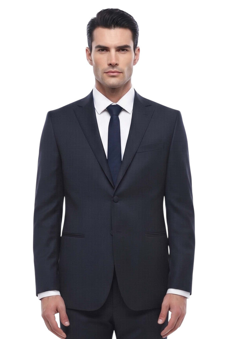 Navy Blue Notched Lapel Blazer 1
