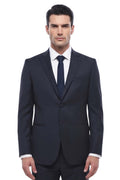 Navy Blue Notched Lapel Blazer 1